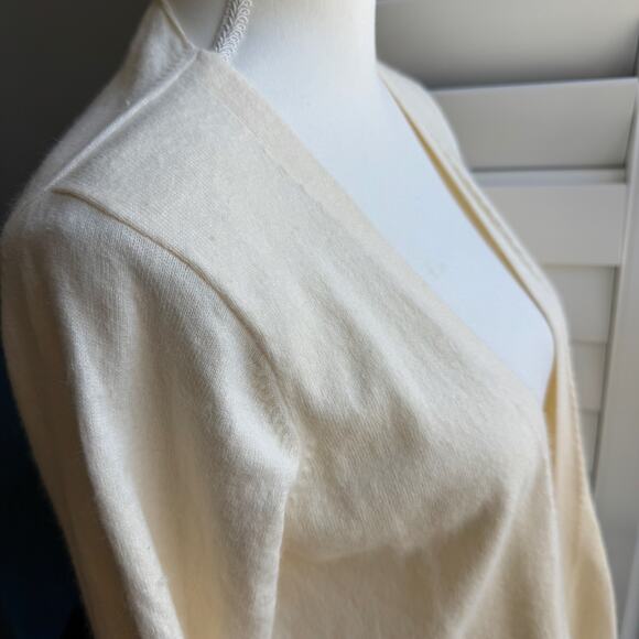 Vintage GAP Sweater Womens M Pale Yellow Open Cardigan Cotton Angora Blend Y2K - Picture 8 of 12